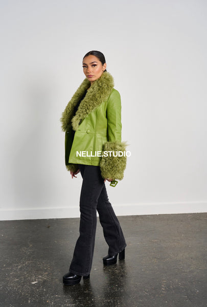 The Mini Leather Mac Coat - Shearling