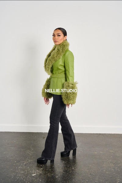 The Mini Leather Mac Coat - Shearling