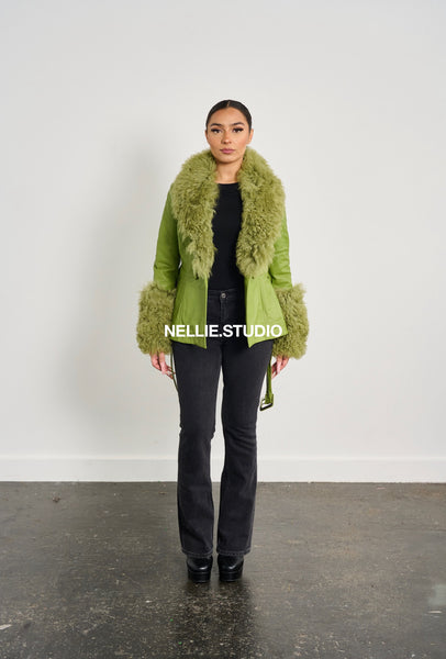The Mini Leather Mac Coat - Shearling