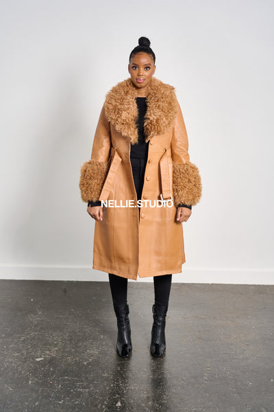 The  Shearling Leather Mac Coat