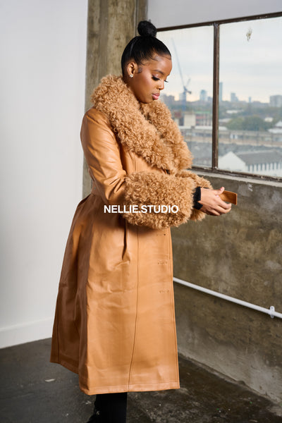 The  Shearling Leather Mac Coat