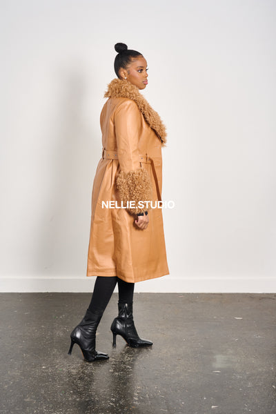 The  Shearling Leather Mac Coat