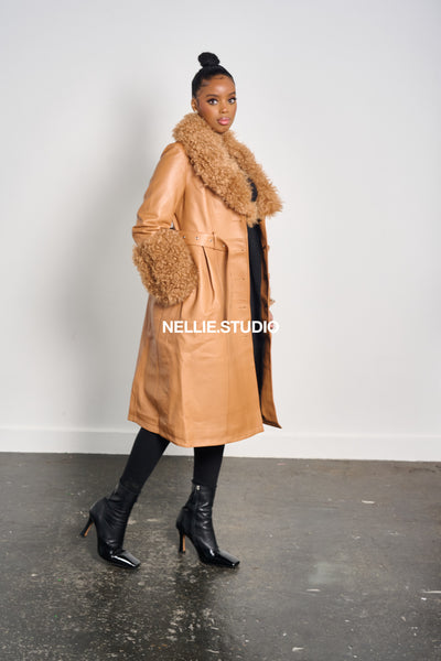 The  Shearling Leather Mac Coat
