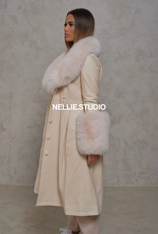 The Leather Mac Coat in Nude