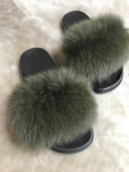 Green sale fur slides