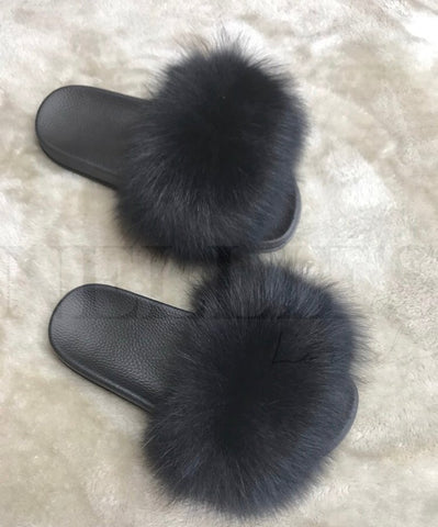 Classic Fur Slides - Black