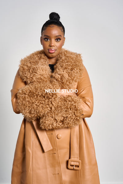 The  Shearling Leather Mac Coat