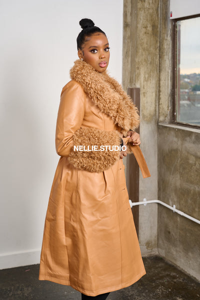 The  Shearling Leather Mac Coat